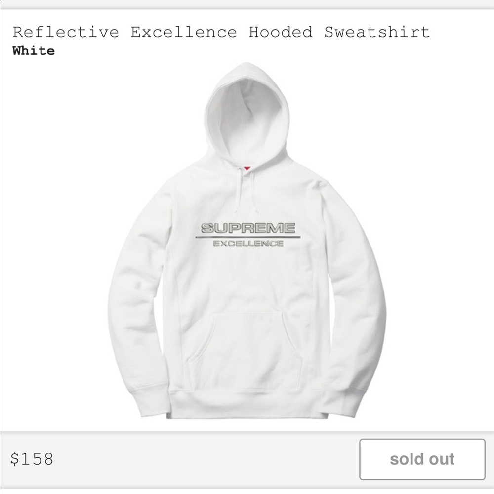 Dswt white large supreme "excellence" hoody