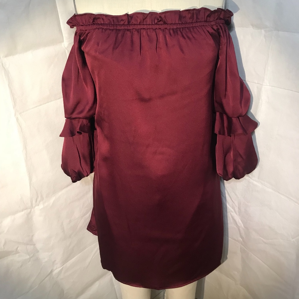 Very J Burgundy Off the Shoulder Dress!
