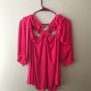 Hot pink women’s cut out blouse