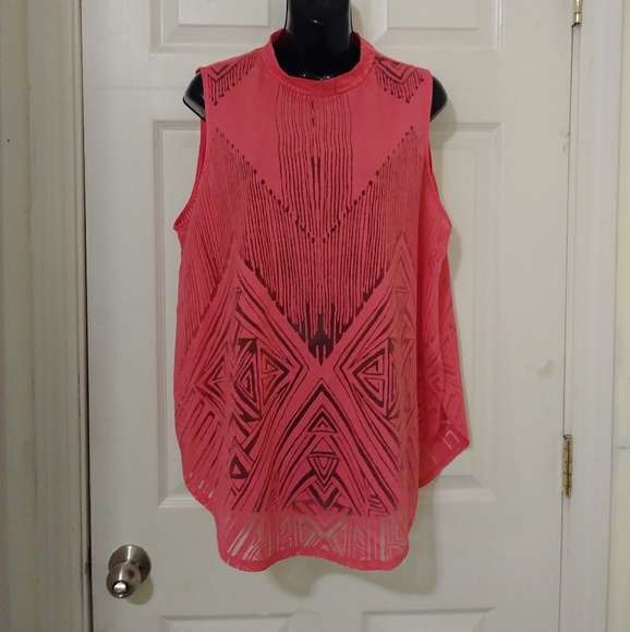 Apt. 9 Tops - Apt.9 Partially Sheer Pink Blouse