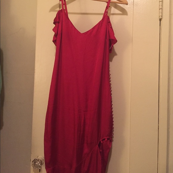 Marciano Red Satin Asymmetrical Maxi - Picture 4 of 6