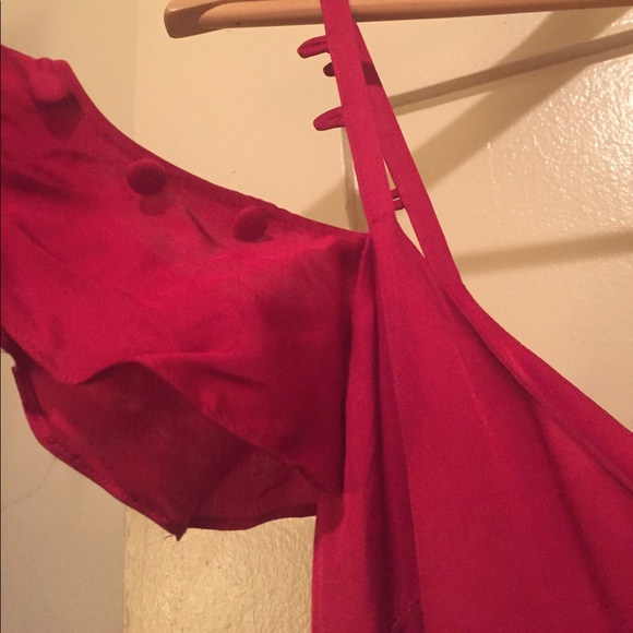Marciano Red Satin Asymmetrical Maxi - Picture 6 of 6