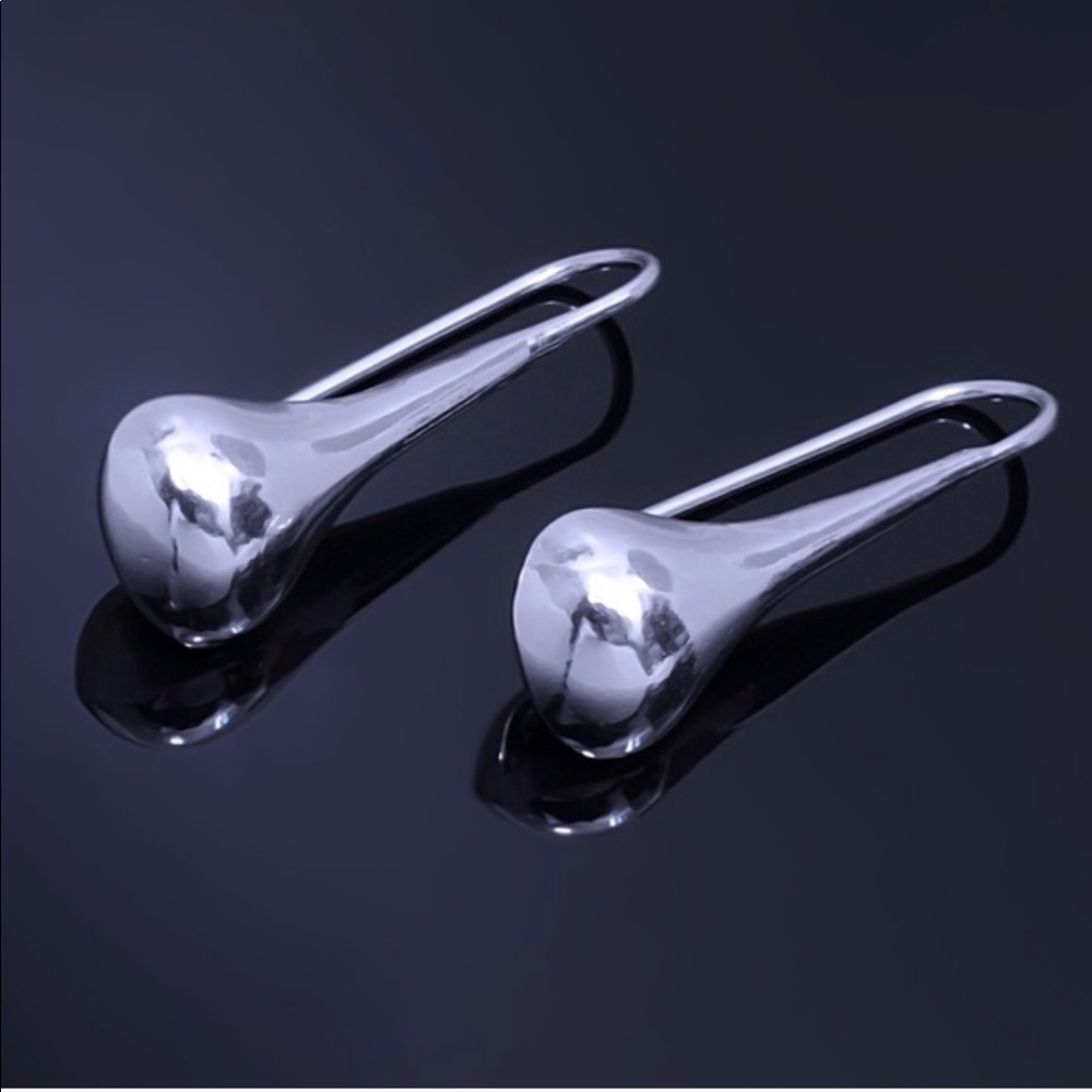 Sterling Silver 925 Modern Water Drop Earrings NEW
