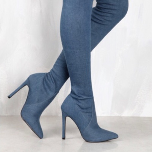 ✨DENIM BOOTS ✨ Never Been Worn - Picture 1 of 3