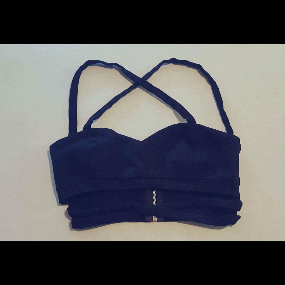 Signature 8 Black Crop Top W/ Crisscross