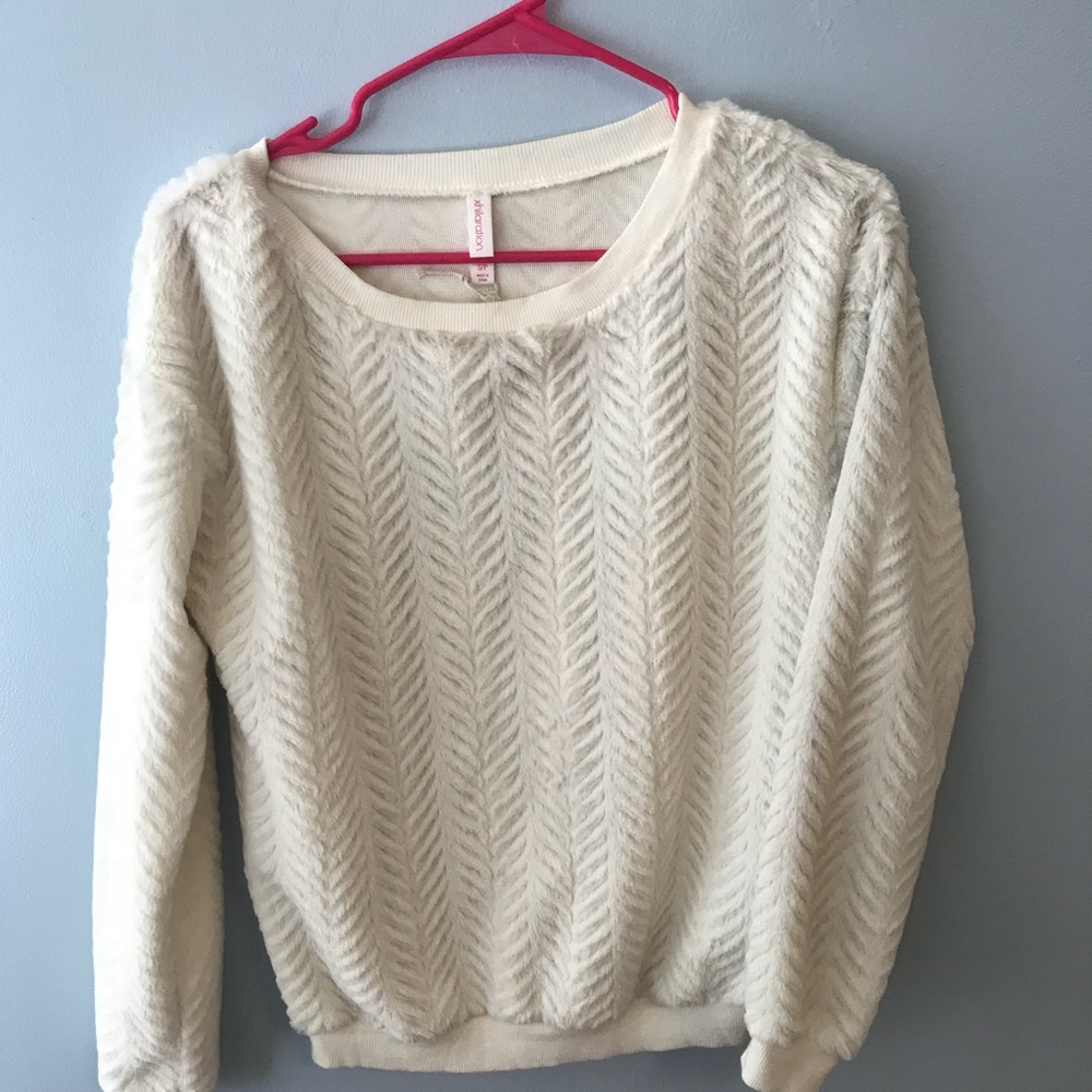 White fuzzy sweater