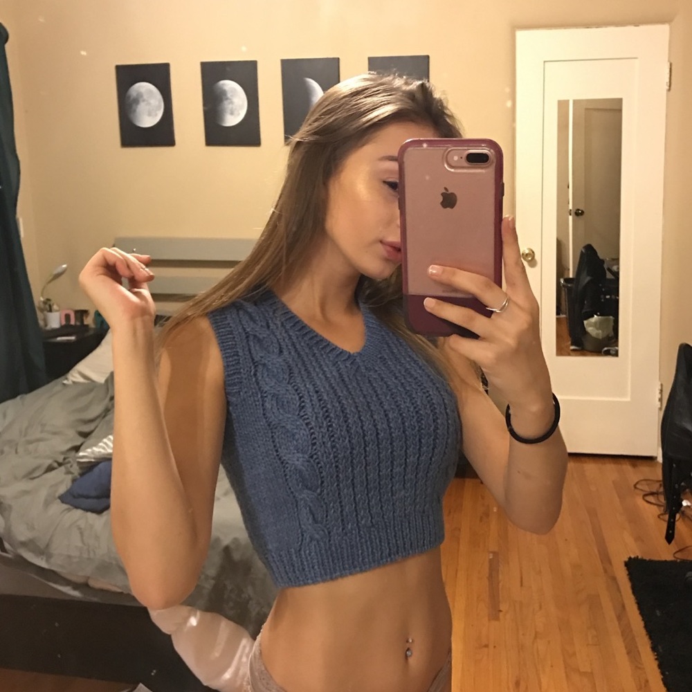 Blue Cropped Sweater Vest