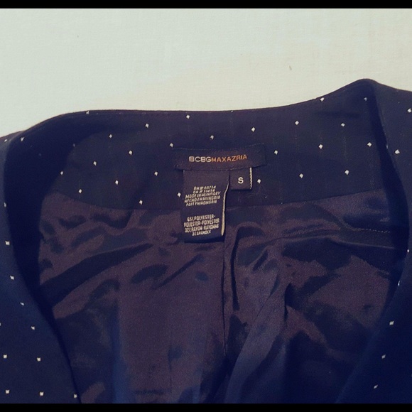 BCBGMAXAZRIA Navy Blue Blazer W/ White Dots - Picture 2 of 5