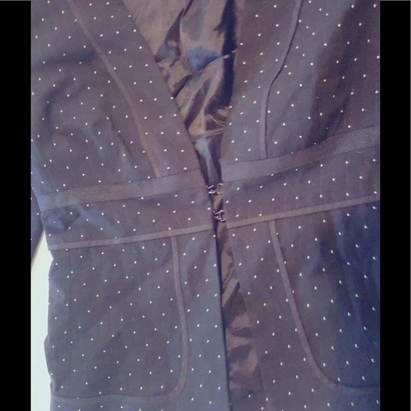 BCBGMAXAZRIA Navy Blue Blazer W/ White Dots - Picture 3 of 5