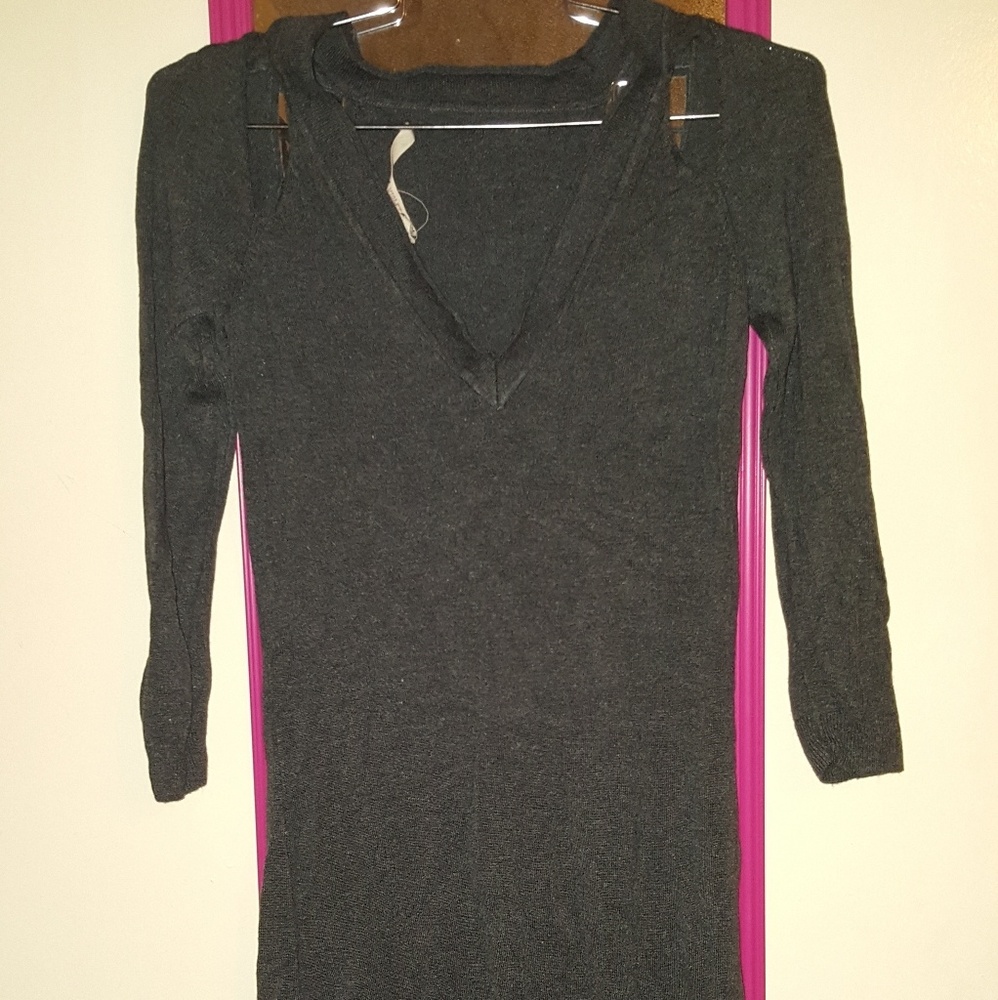 Sweater peek-a-boo shoulder dress