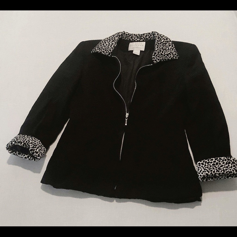 Express Black Blazer W/ B/W Animal Print