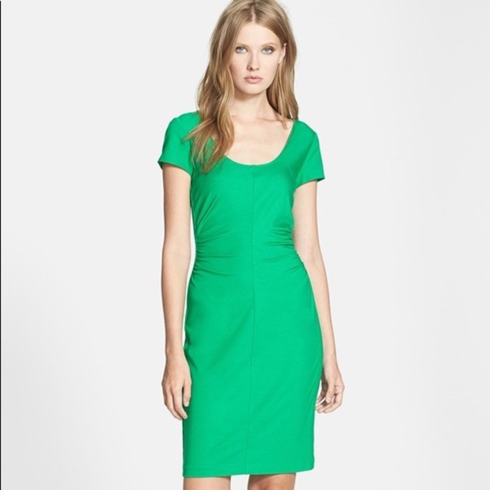 DVF "Bally Side Ruched Dress" Sz S Green