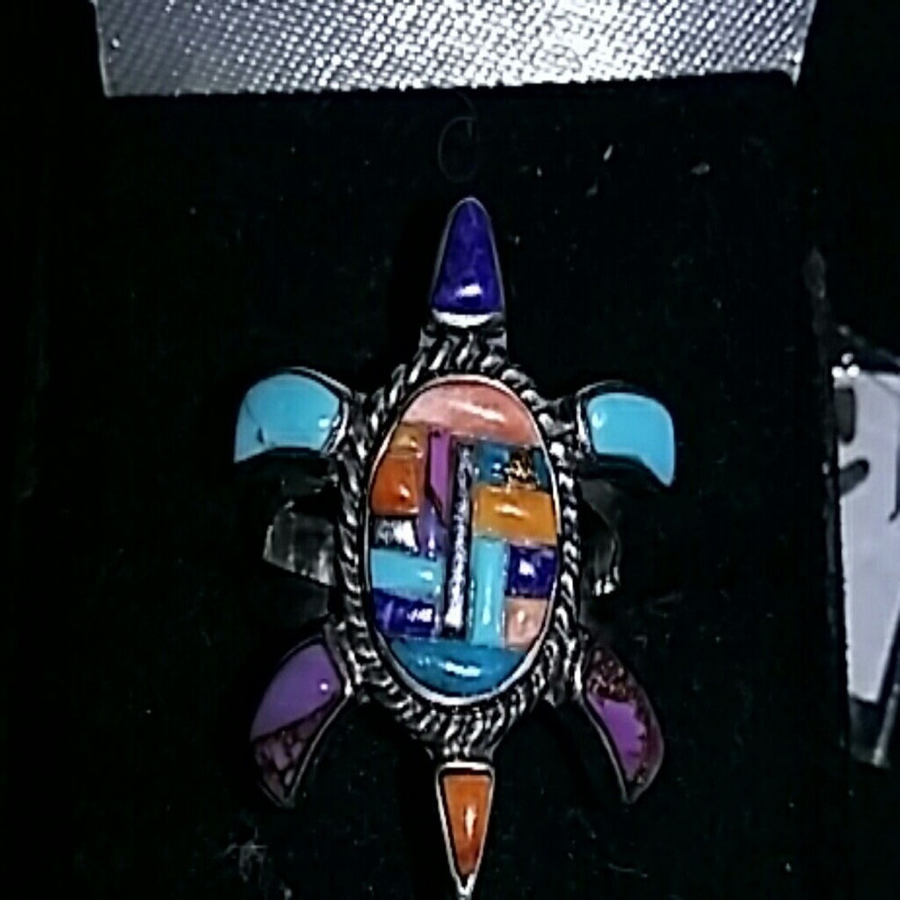 New Southwest Style turquoise inlaid Turtle ring