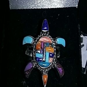 New Southwest Style turquoise inlaid Turtle ring