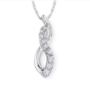 Diamond 10K White Gold Infinity Pendant