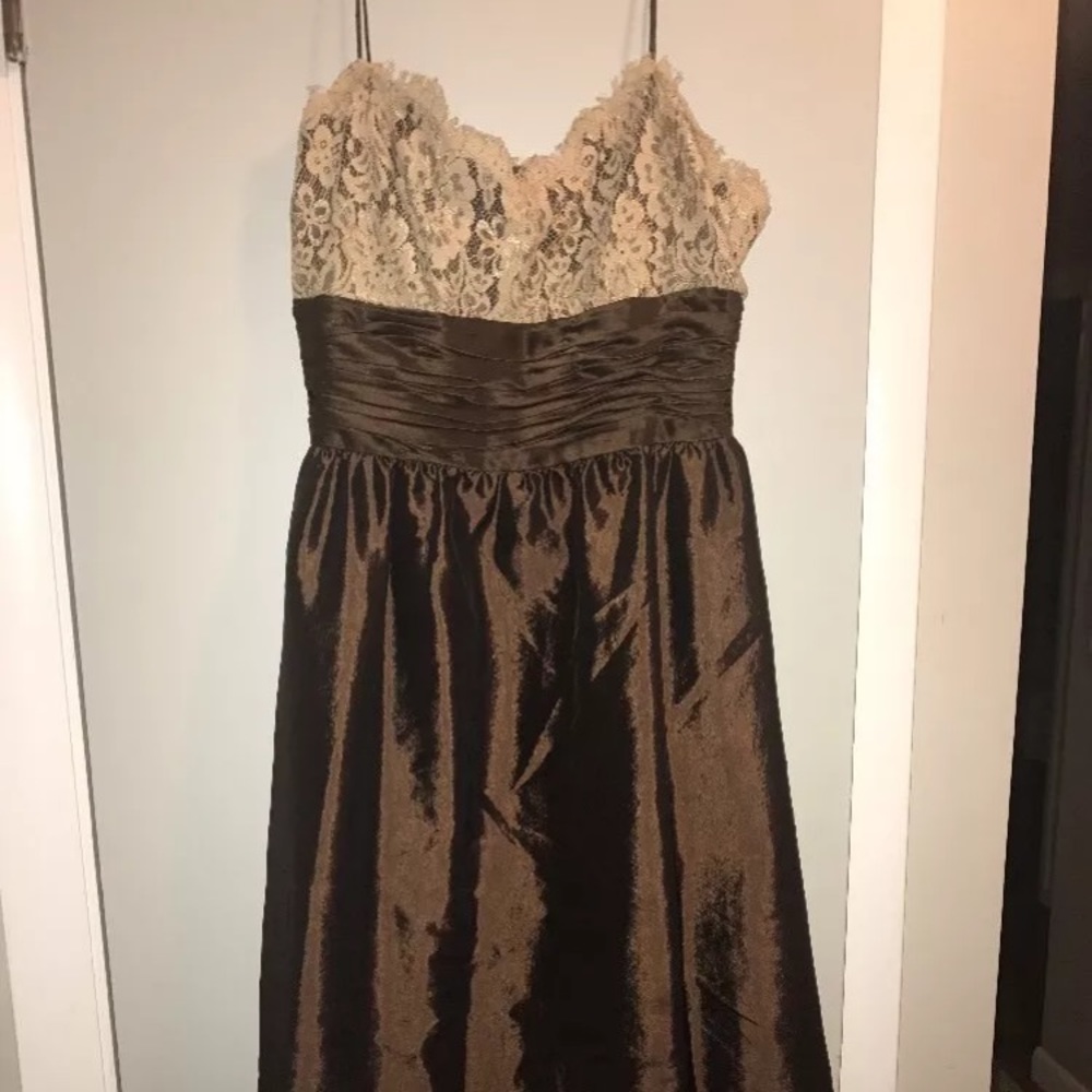 Anne Klein chocolate brown bodice lace dress 6