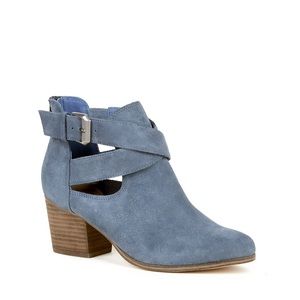 Sole Society Blue Cut Out Block Heel Booties