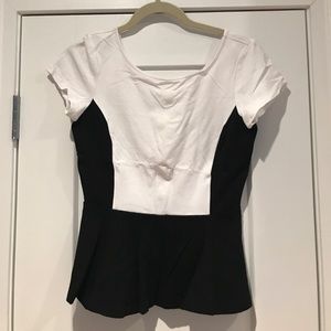 Black and White Crop Top Peplum