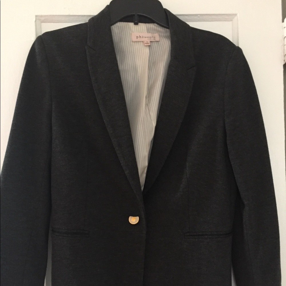 Charcoal Philosophy blazer with pinstripe lining