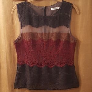 Bailey 44 Sheer Lace Top, Fall Colors, L