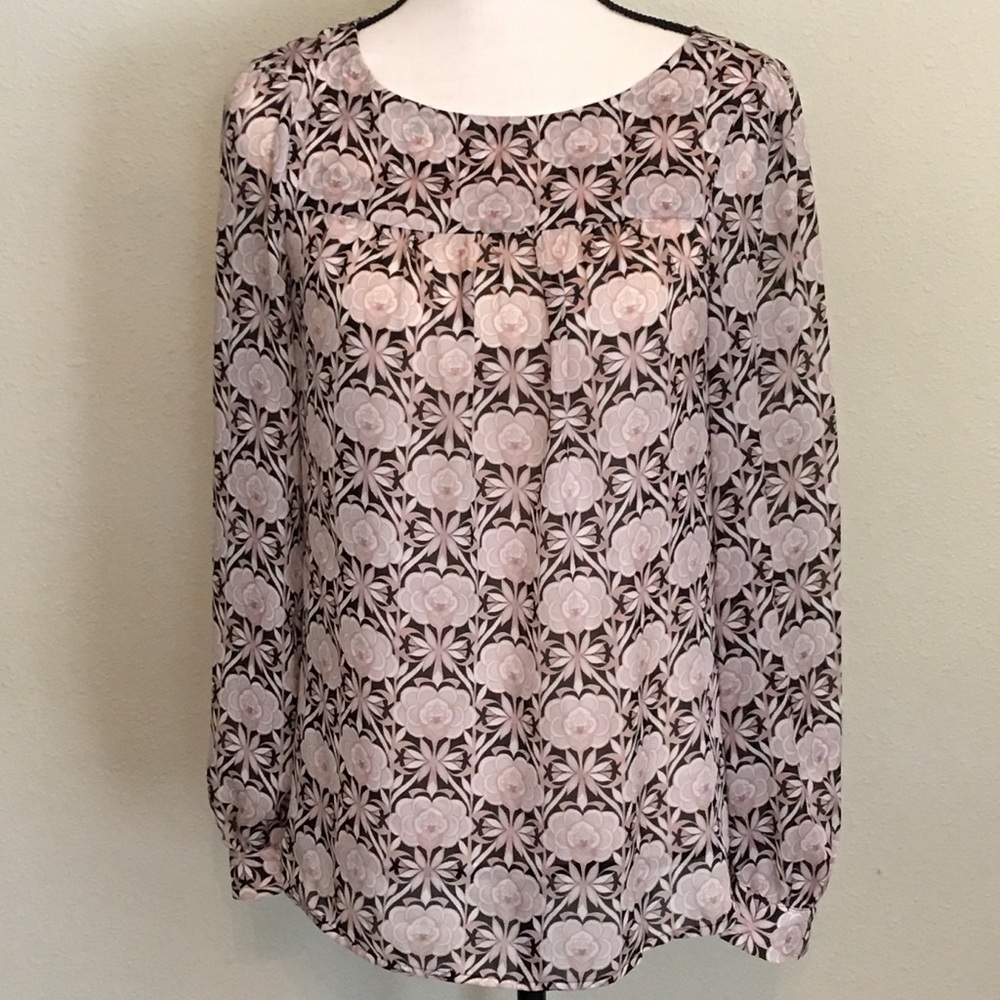 Loft Semi Sheer Top Blouse in Size S