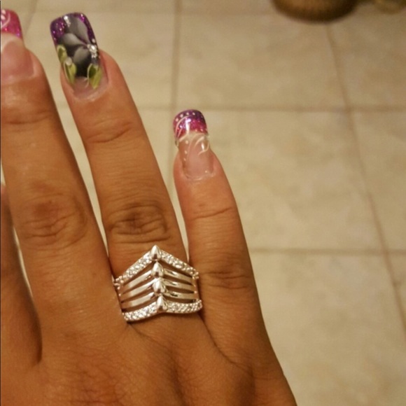 Jewelry - Sterling Silver with Rhinestone Ring, Size 9