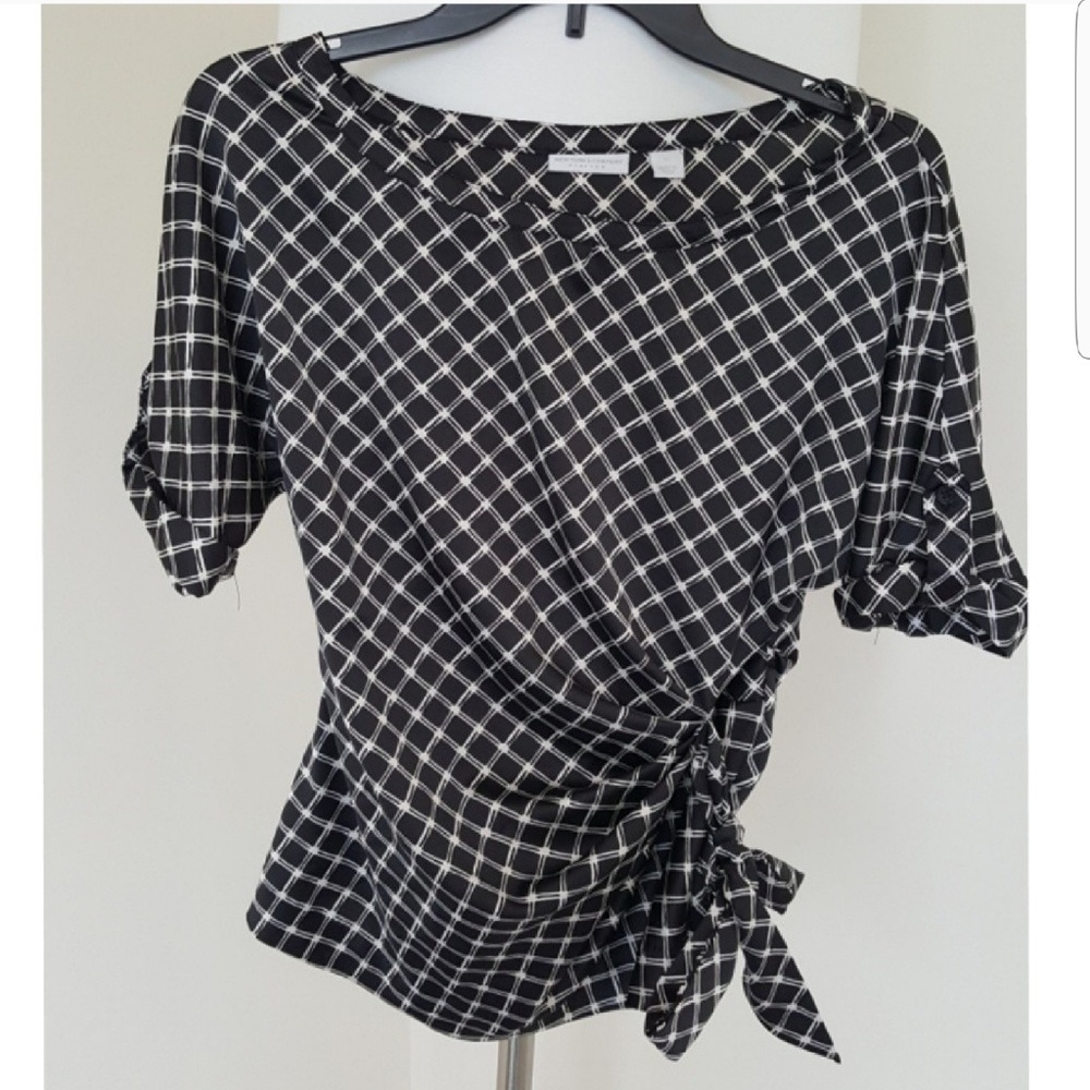 New York & Co Black Side Tie Blouse