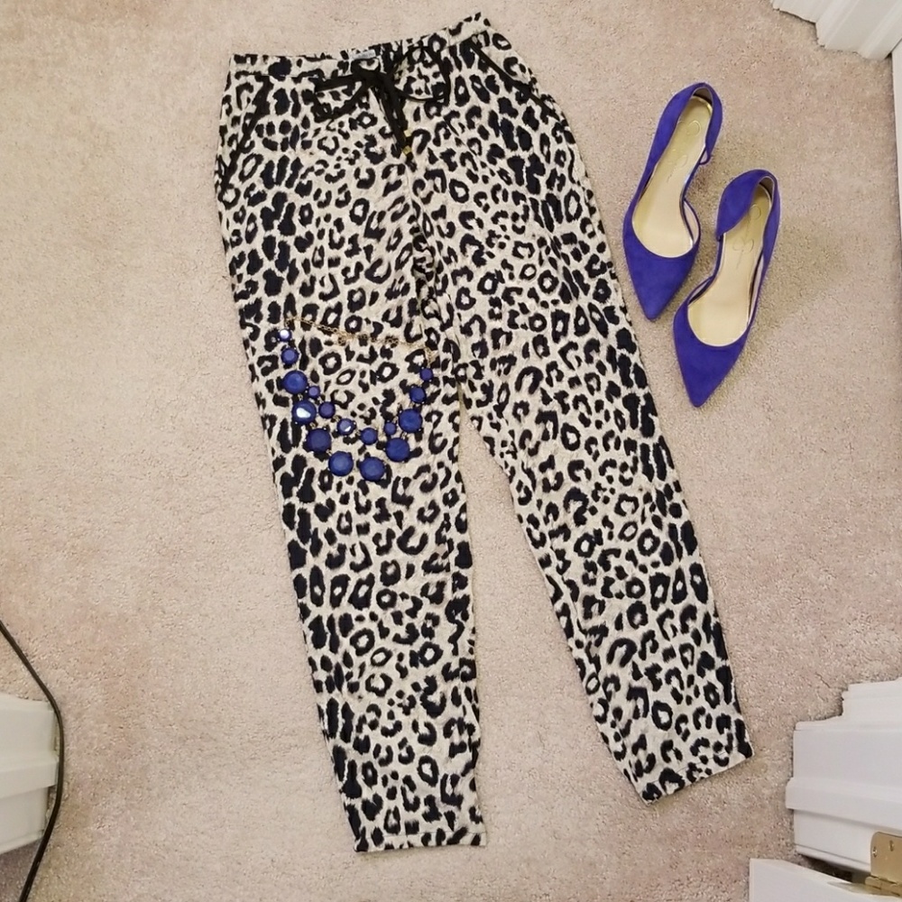 Leopard print jogger style pants