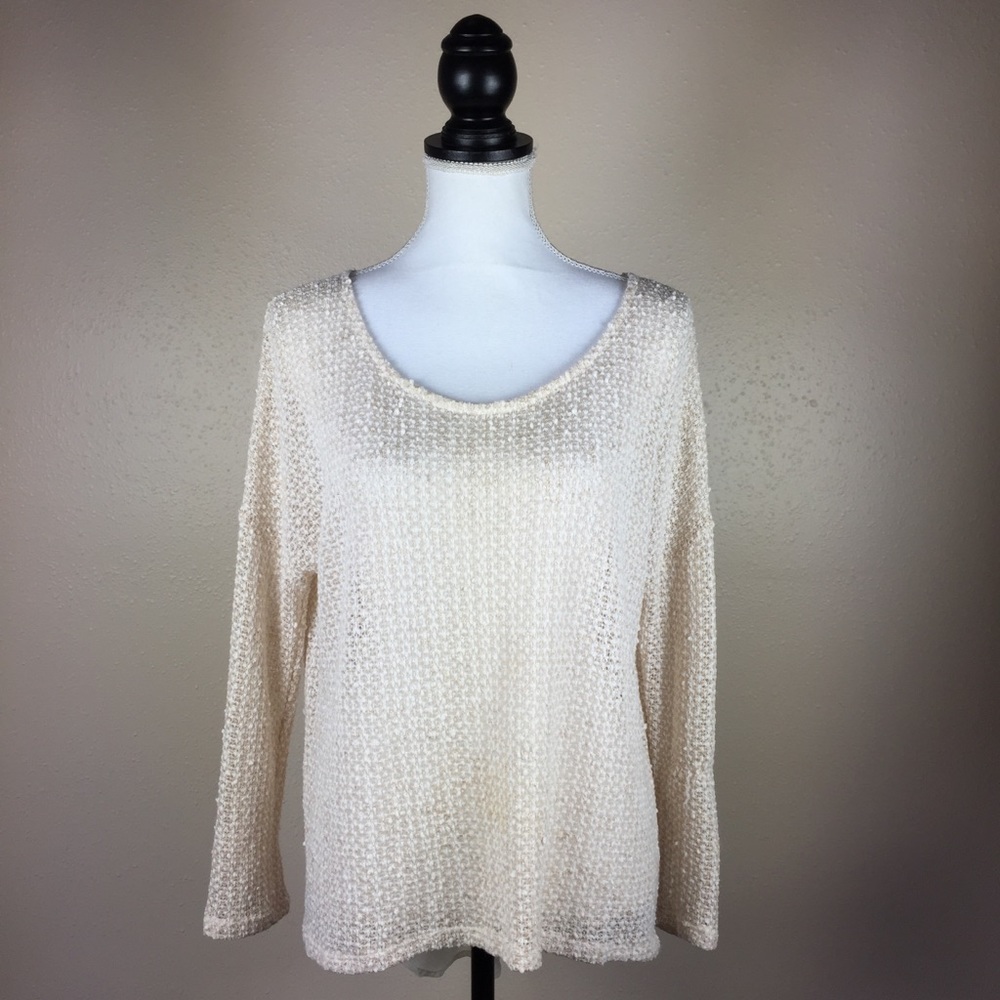 Lush Tan Panel Back Hi Lo Tunic Sweater Size S