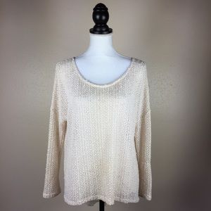 Lush Tan Panel Back Hi Lo Tunic Sweater Size S