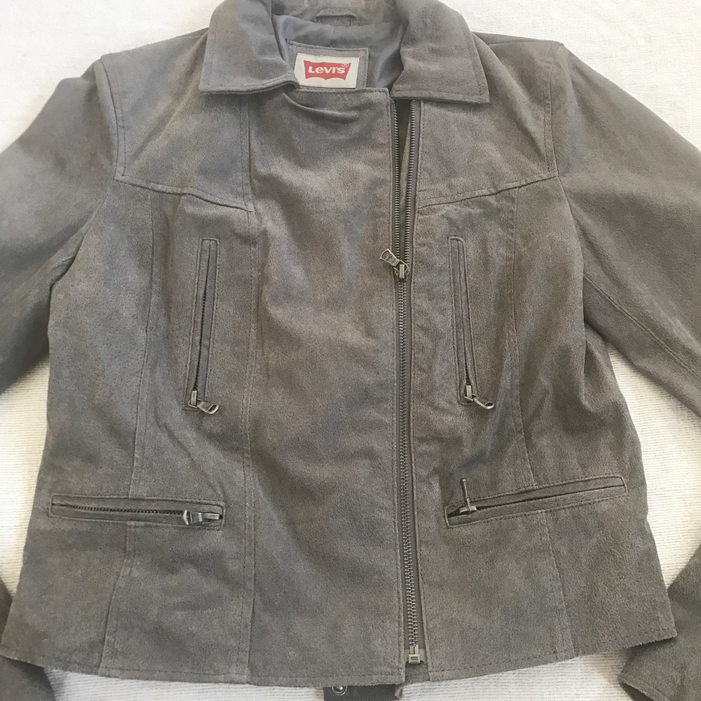 Gray Levi Heavy Leather Jacket - image 2