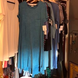 LulaRoe acid washed turquoise Carly XL NWT