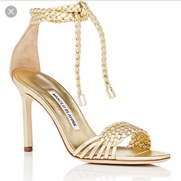 BN Manolo Blahnik sample piece ambusa gold heels - Picture 1 of 5