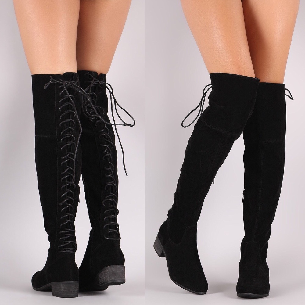NWT Lace Up Over the Knee Boots — in Box