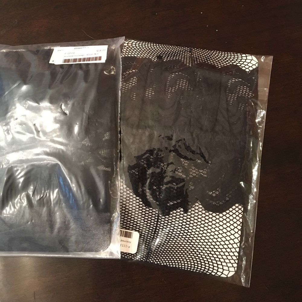 Set of two lace top thigh highs