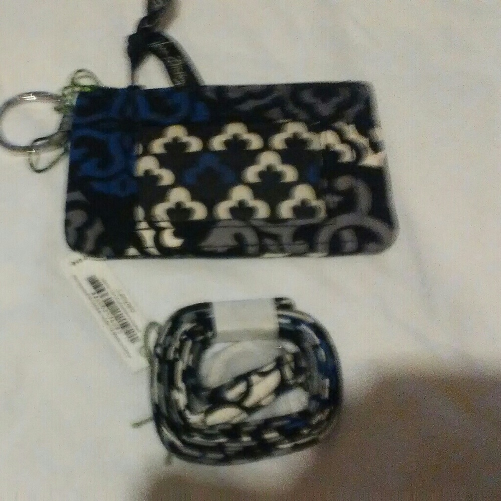 Vera Bradley Zip ID Case Set Canterberry Cobalt