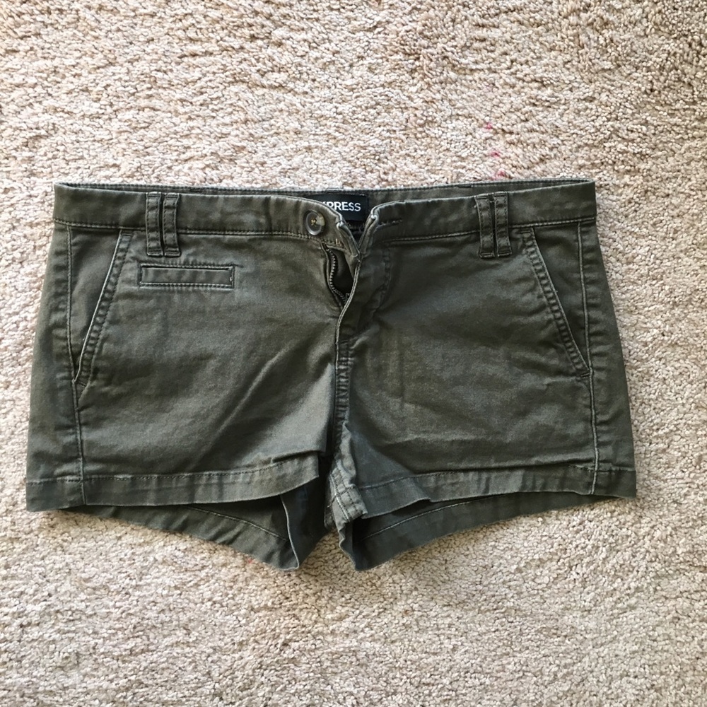 Express Dark Forest Green Shorts