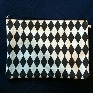 Rustic Cotton Canvas Zip Pouch, Harlequin Print