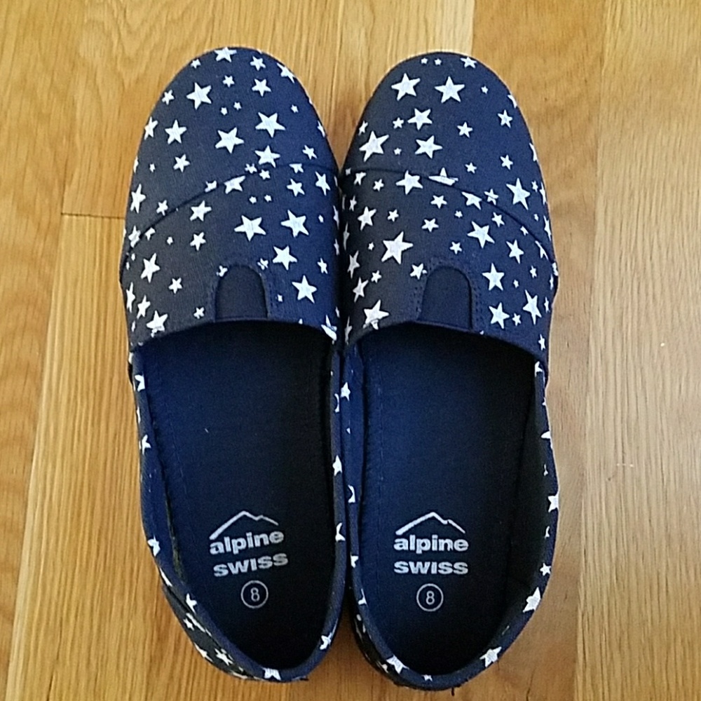 Alpine Swiss cotton slip on stars shoes