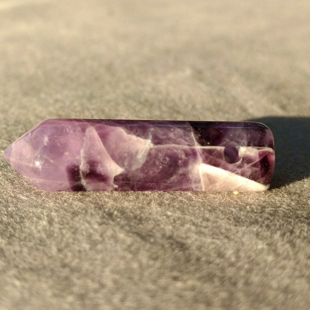Genuine Chevron Amethyst Pendant - Drilled