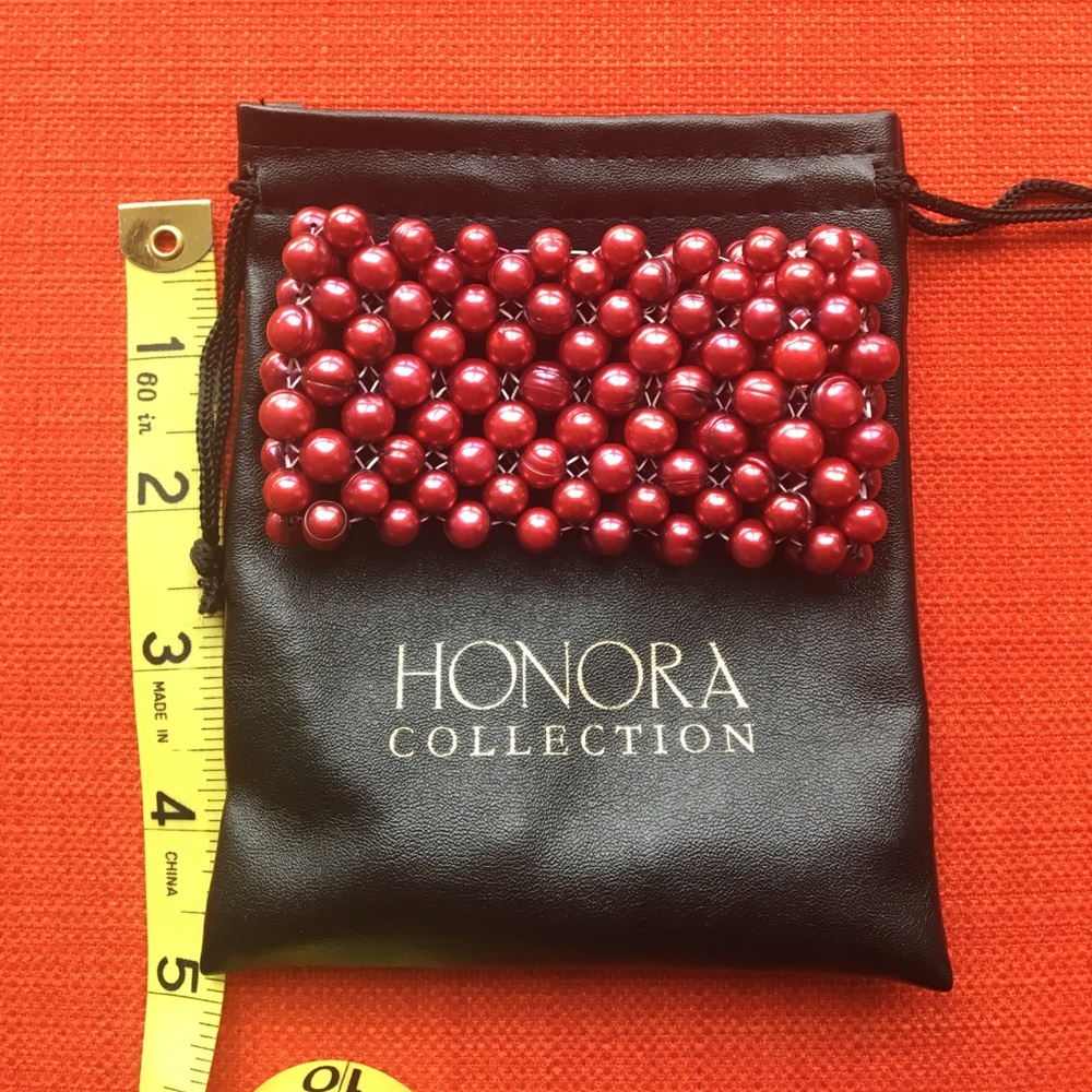 Red pearl Honora stretch multi strand bracelet.