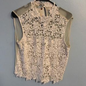 Lace and sheer sleeveless top