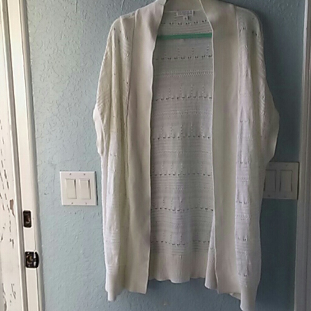 Joseph A ivory knit duster vest sweater