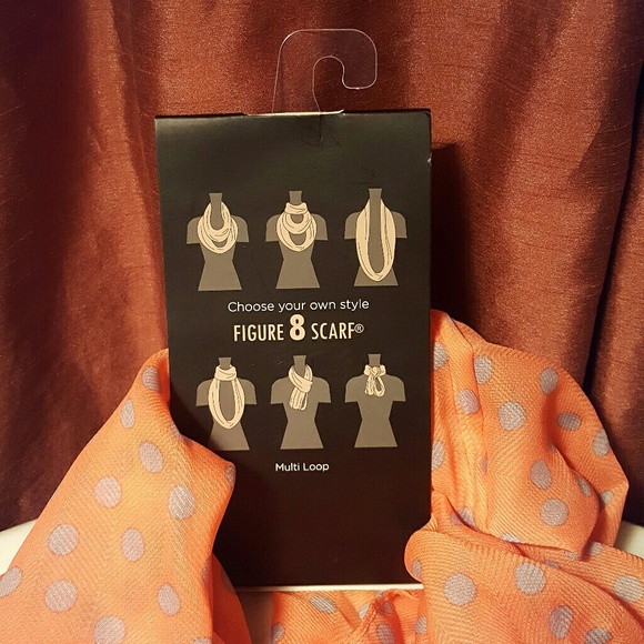 Coral Infinity Scarf w/Gray Polka-Dots - Picture 4 of 4