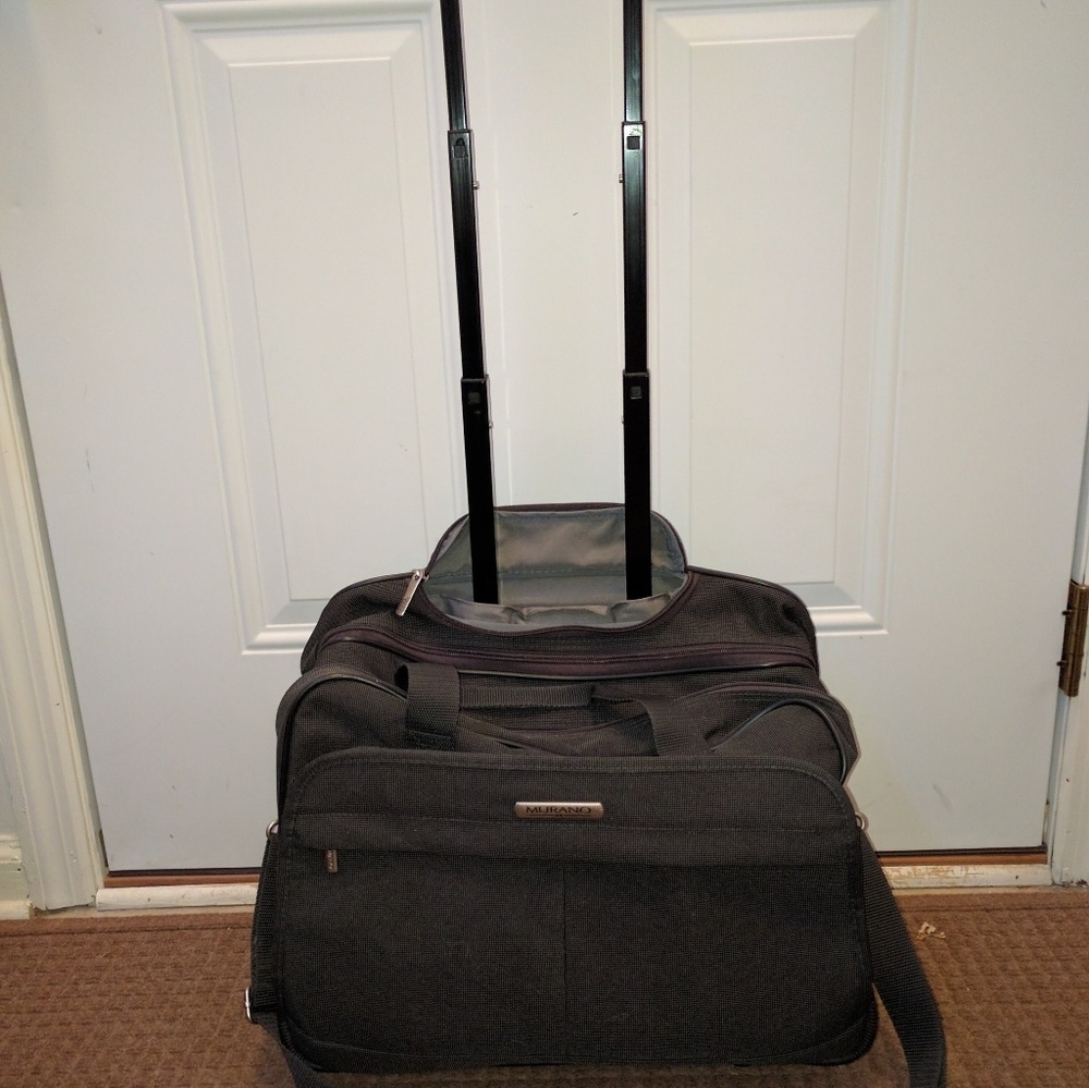 Charcoal gray carry-on luggage roller bag