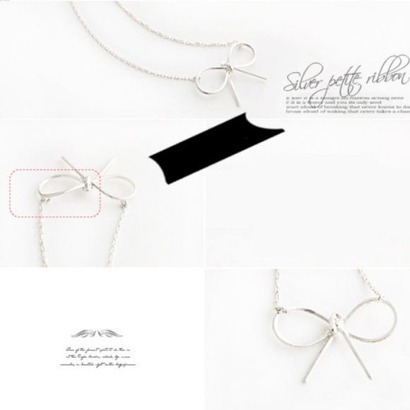 Dainty Silver Bow Necklace - Picture 3 of 6