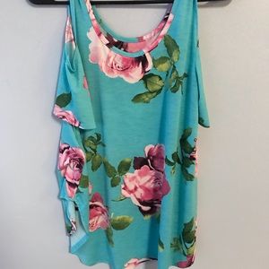 Floral top with cutout shoulders