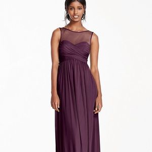 Plum David’s Bridal long Bridesmaid dress