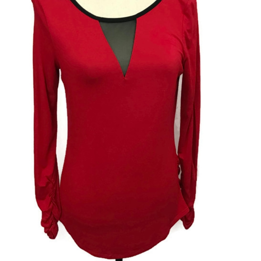BISOU BISOU Jersey Knit Red Long Sleeve Pullover