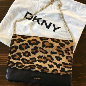 DKNY Leopard Print Calf hide Clutch.